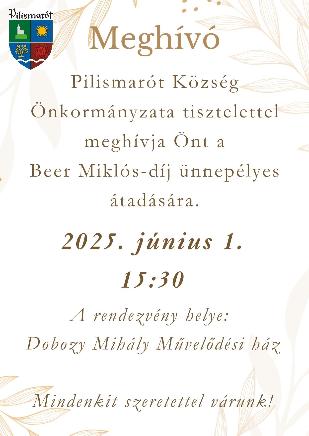 Beer Mikós-díj átadó plakát