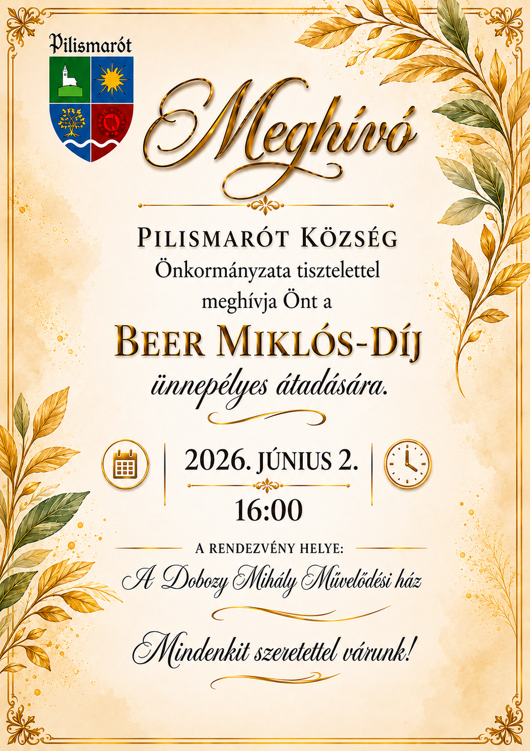 Beer Mikós-díj átadó plakát