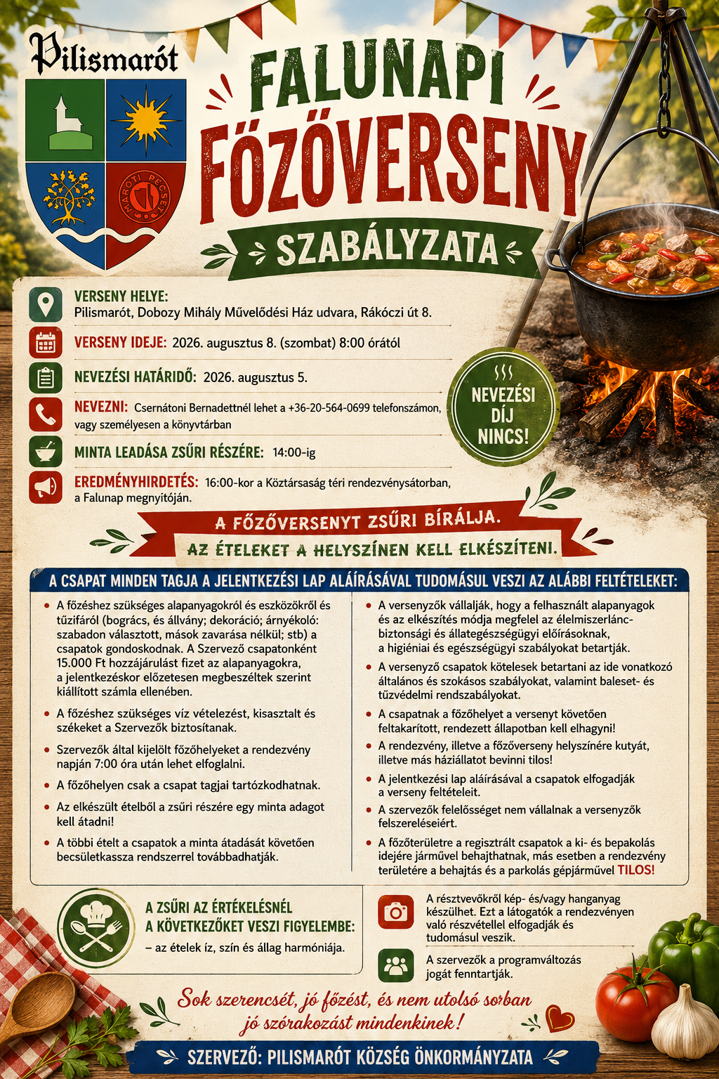 Falunapi főzőverseny 2026. augusztus 8.